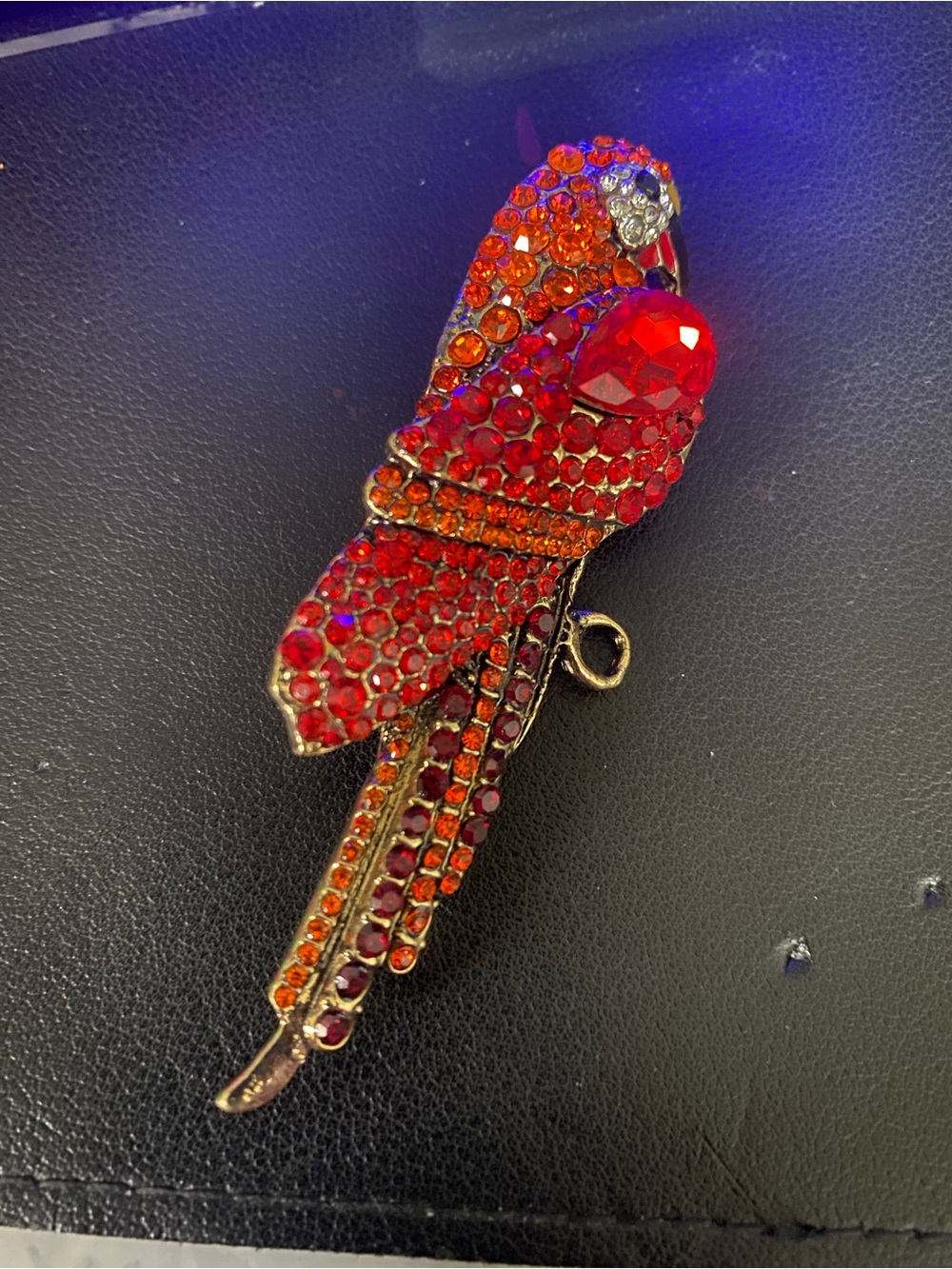Red Crystal Parrot Brooch - Sparkling Bird Pin
